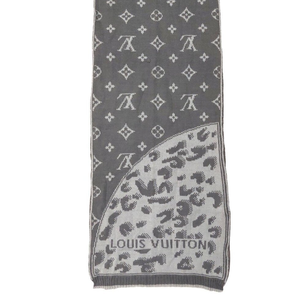VUITTON LV Vintage Woven Print Medium Gray on Gray Scarf Scarves - Picture 3 of 10